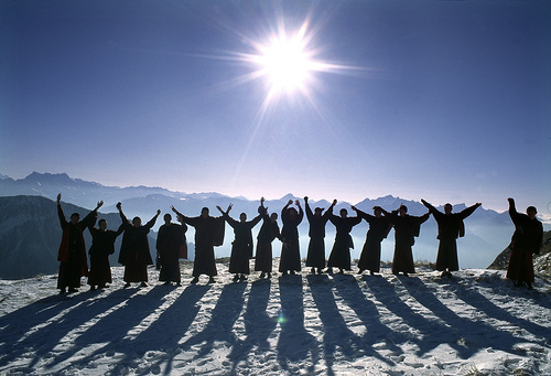 Tibetan monks from Shechen Monastery in Nepal during a European tour of sacred dances